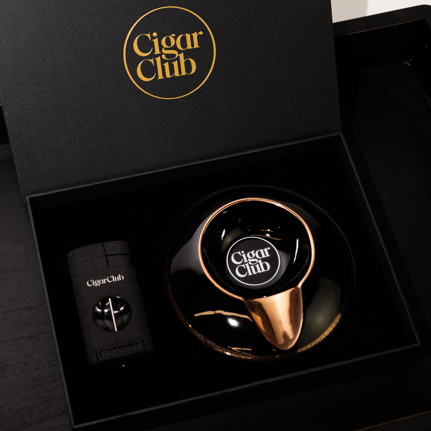 CigarClub Gift Set: Torch Lighter + Porcelain Ashtray