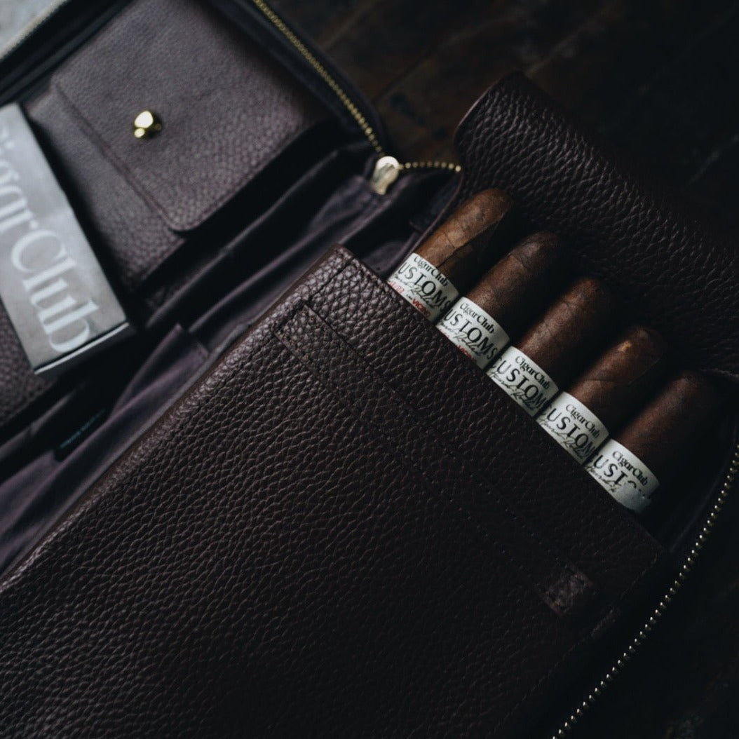 Personalized Black Leather Cigar Case